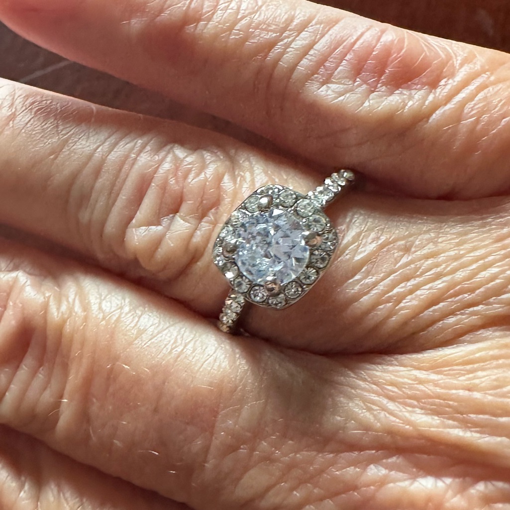 Silver Zircon Diamond Ring With Mini Diamond Accents